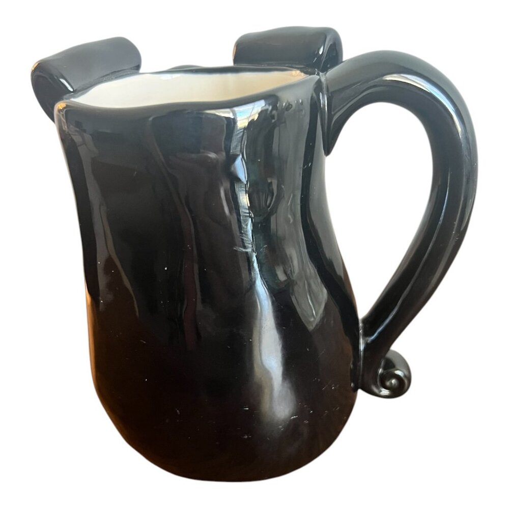 Douglas Russ Berrie Black & Brown 3D Dog Face Ceramic Coffee Mug 5" Tall - Picture 4 of 7